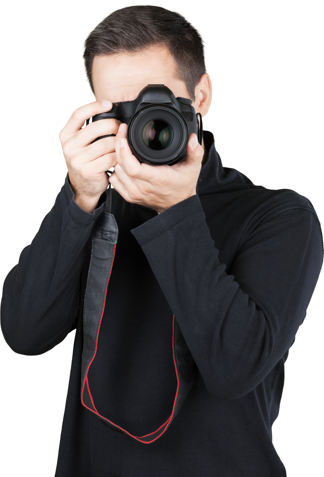 Closeup of a Photographer Taking Photos